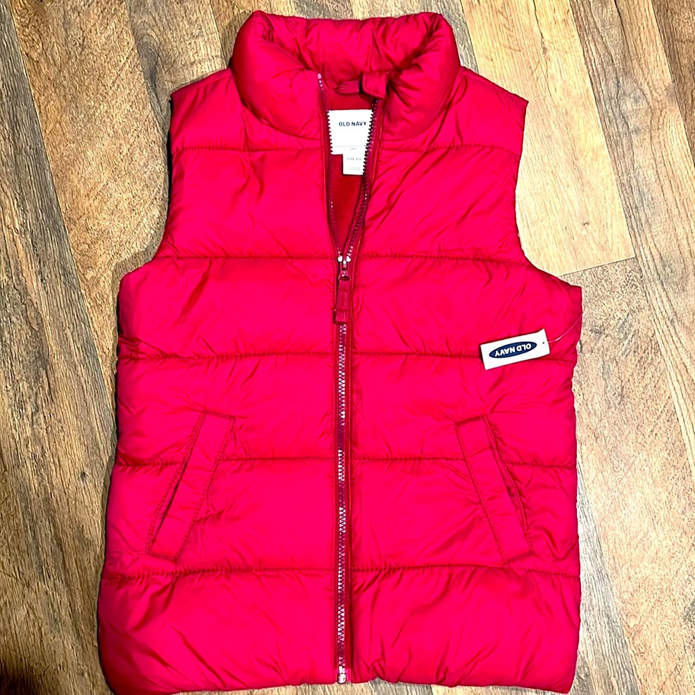 NWT Old Navy girl fleece lined pink vest large 10 12